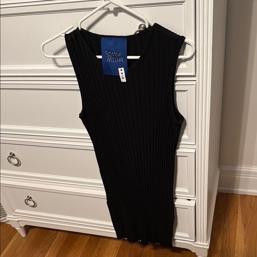 Simon Miller Black Ribbed Fitted Dress
